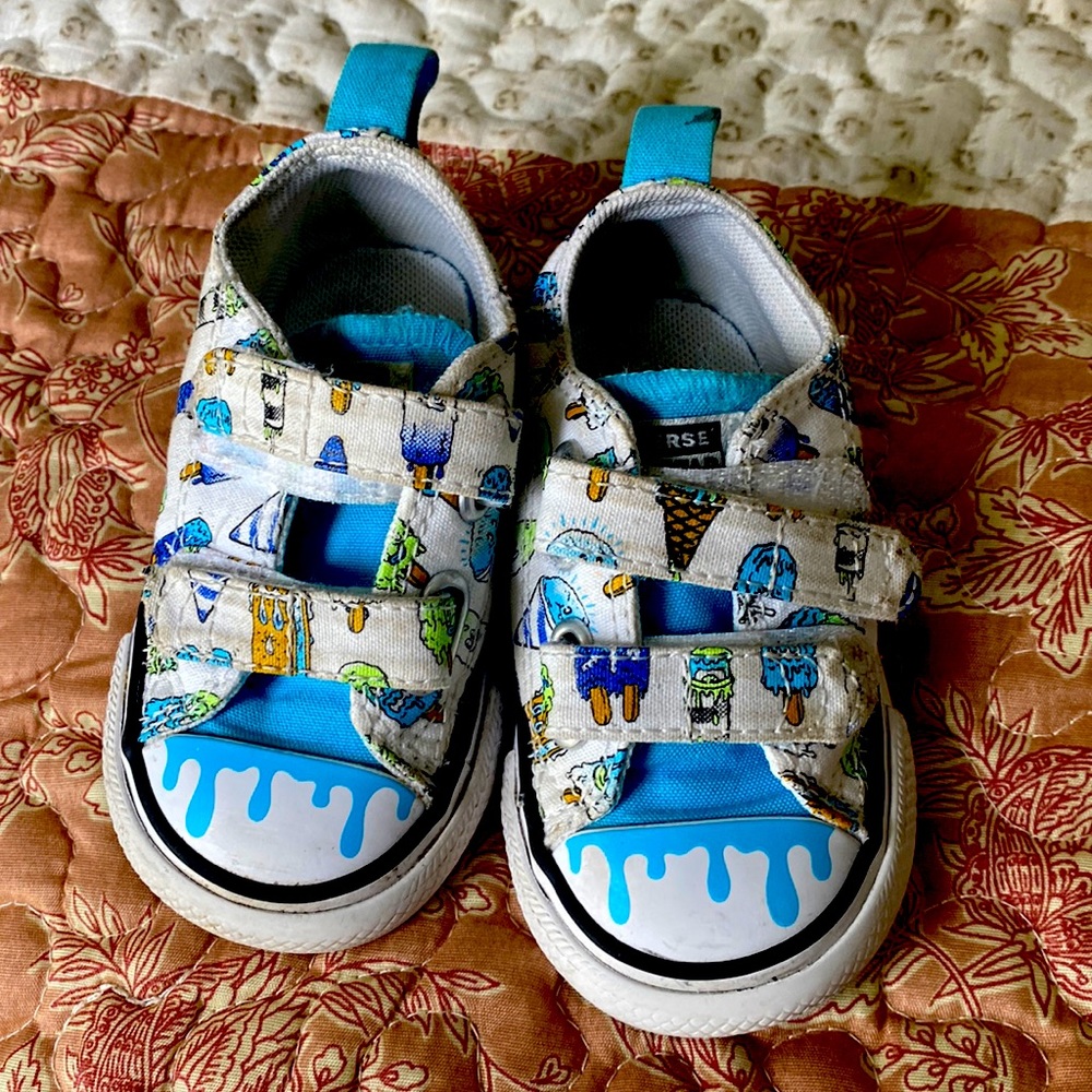 Converse all star ice cream toddler sneakers with ice cream designs on them